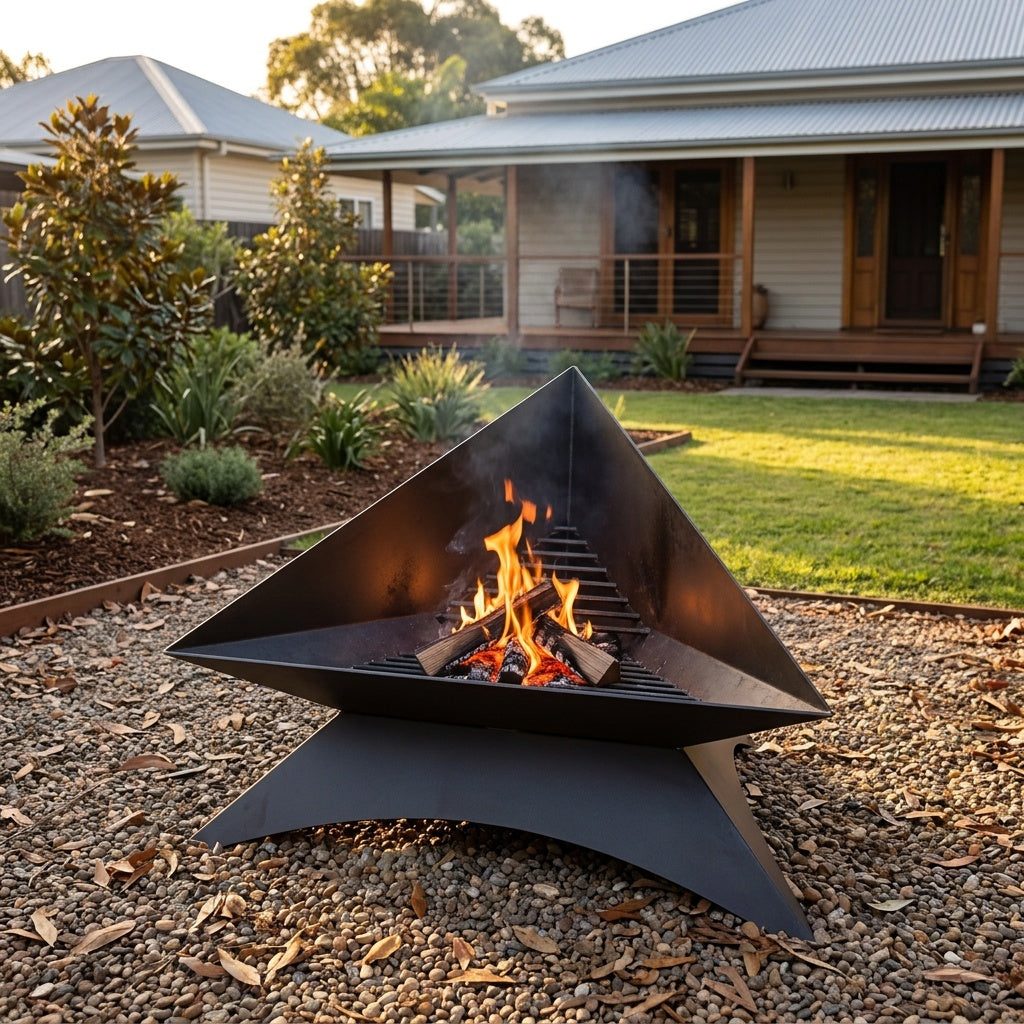Triangle Rusted Steel Fire Pit