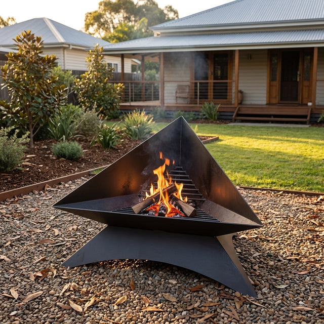 Triangle Rusted Steel Fire Pit